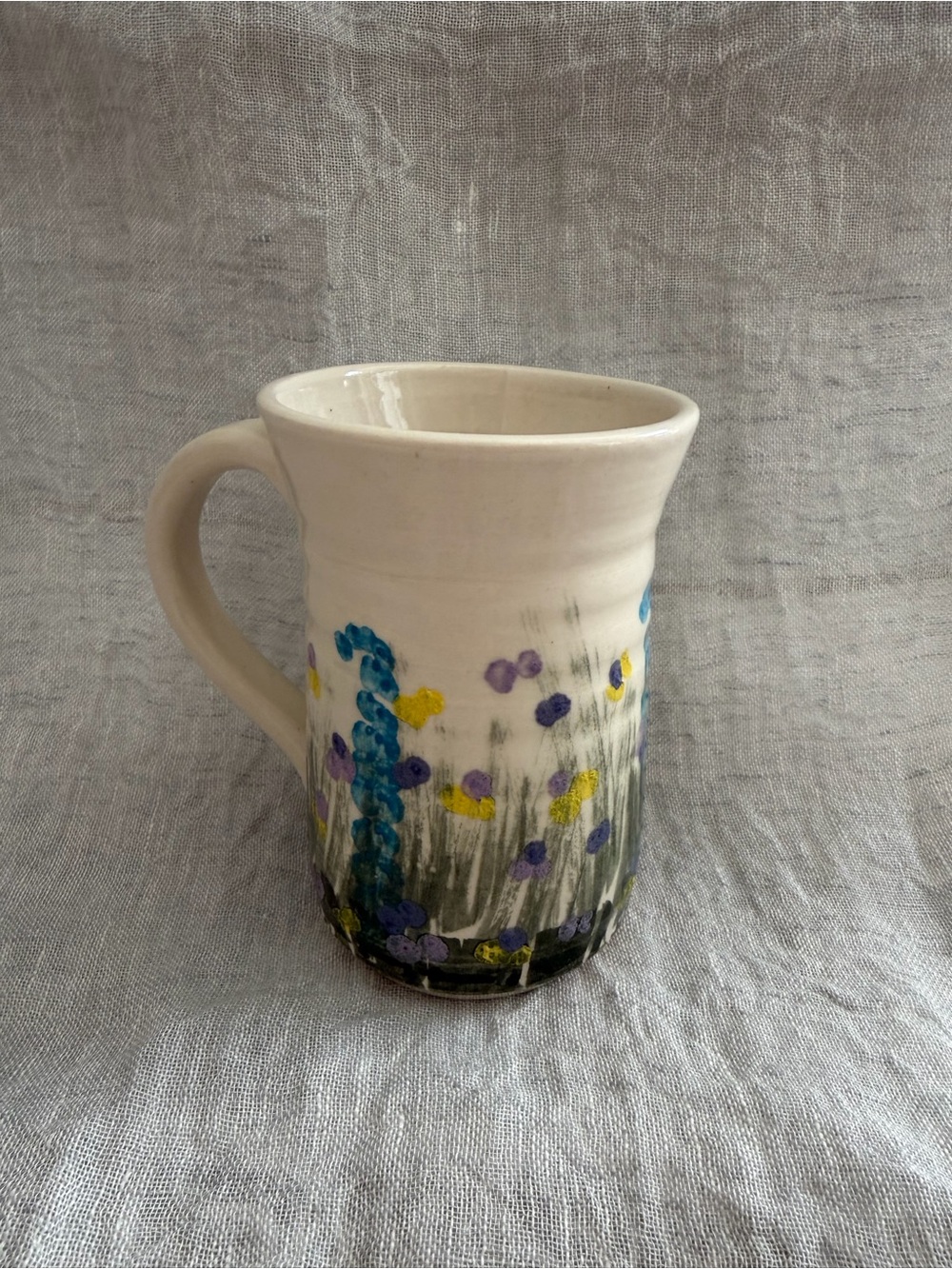 Handcrafted Cream Ceramic Floral Mug